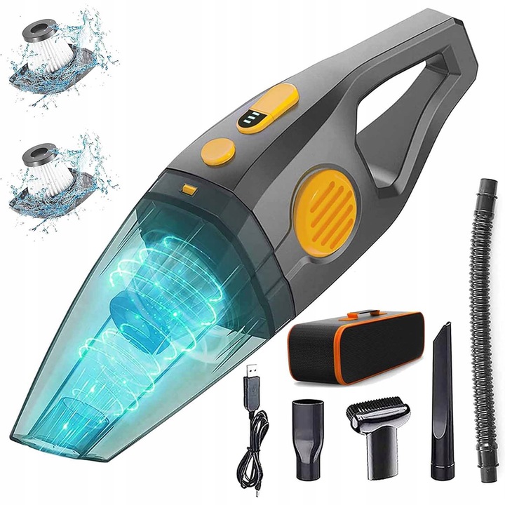 MOCNY ODKURZACZ SAMOCHODOWY RĘCZNY Z FUNKCJĄ PRANIA ZASYSA WODĘ 9.5KPA 120W