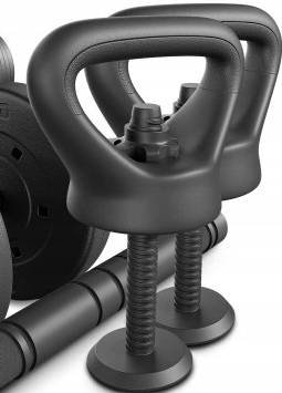 HANTLE BITUMICZNE REGULOWANE 2x5KG + SZTANGA = ZESTAW 10KG + KETTLEBELL