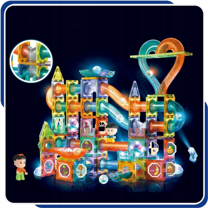 KLOCKI MAGNETYCZNE ŚWIĘCĄCE TOR KULKOWY KLOCKI KONSTRUKCYJNE KULODROM 202EL