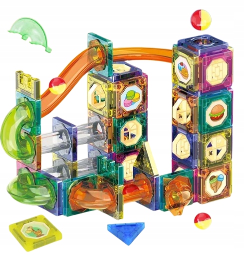 TOR KULKOWY 110 ELEMENTÓW DUŻY ZESTAW KULODROM KLOCKI KONSTRUKCYJNE