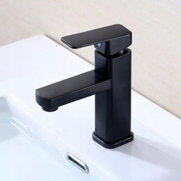 BATERIA ŁAZIENKOWA UMYWALKOWA KRAN DO UMYWALKI NISKI NABLATOWY CZARNY