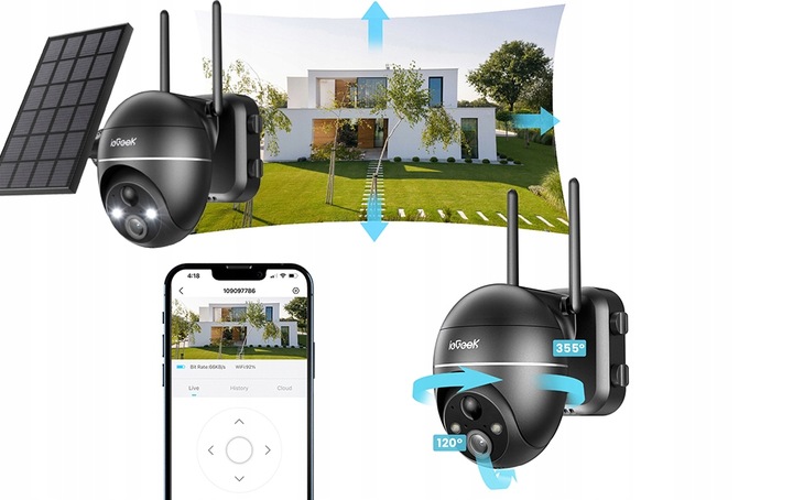 Kamera Solarna Zewnętrzna Obrotowa IP WiFi UHD 5MPx 1944P 4x Zoom 32GB