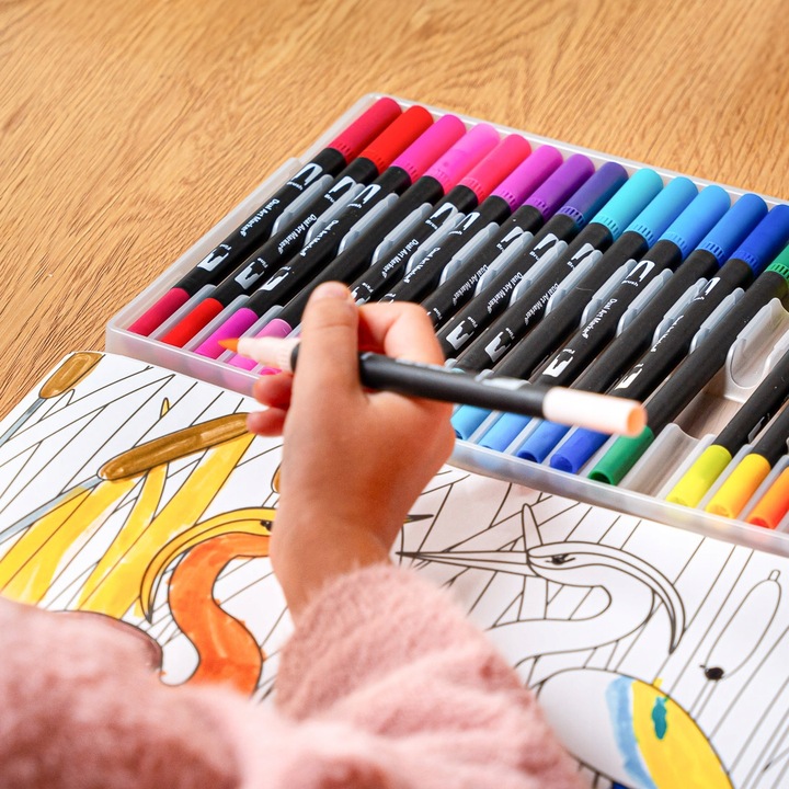 MARKERY AKWARELOWE 24 SZT MAZAKI PISAKI FLAMASTRY DWUSTRONNE WODNE ZESTAW