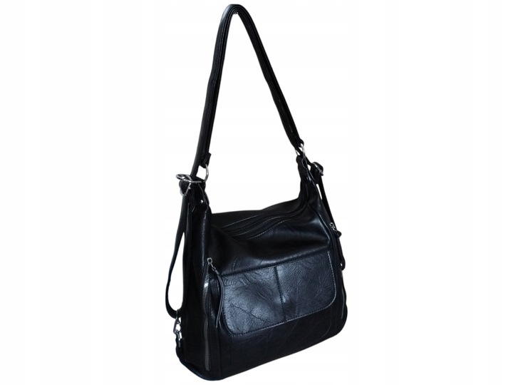 Torebka Damska Torebko-Plecak Miejska Listonoszka Czarny Styl Duży