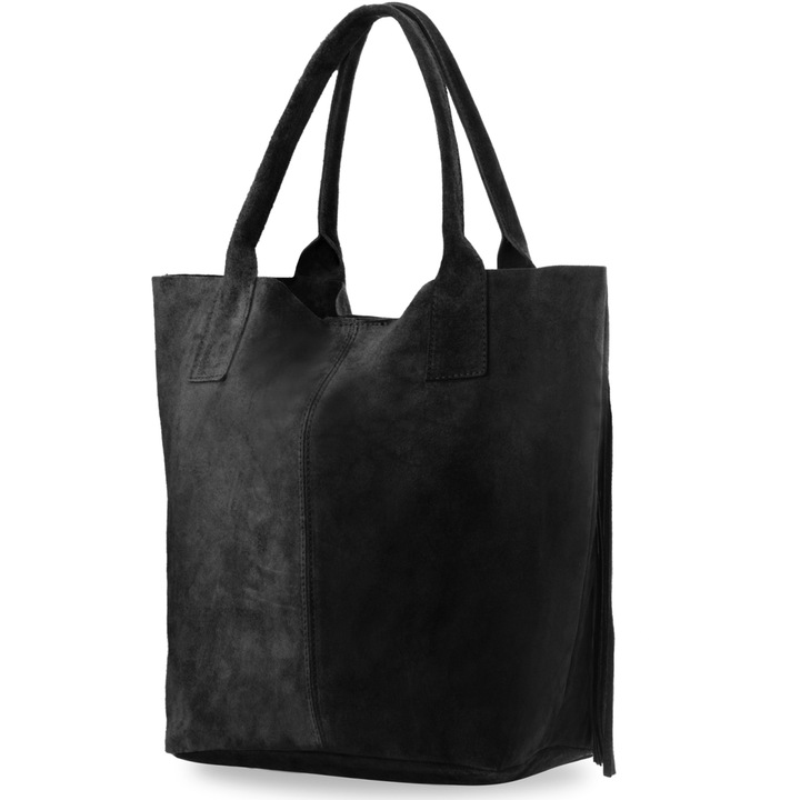 TOREBKA Worek Włoska Torba VERA PELLE Zamszowa SKÓRZANA Shopper Duża BOHO