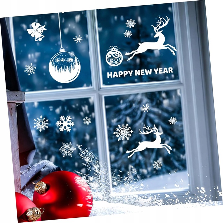 Naklejki Świąteczne na Okna SZYBĘ Duży Zestaw Naklejek Świątecznych 196szt