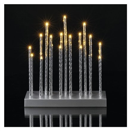 Lampki choinkowe świecznik srebrny 19 LED 28 cm 3xAA ciepła biel timer EMOS