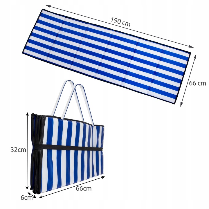 Mata Plażowa na Plaże Kamieniste Gruba Duża XXL Koc Plażowy Składana 190cm