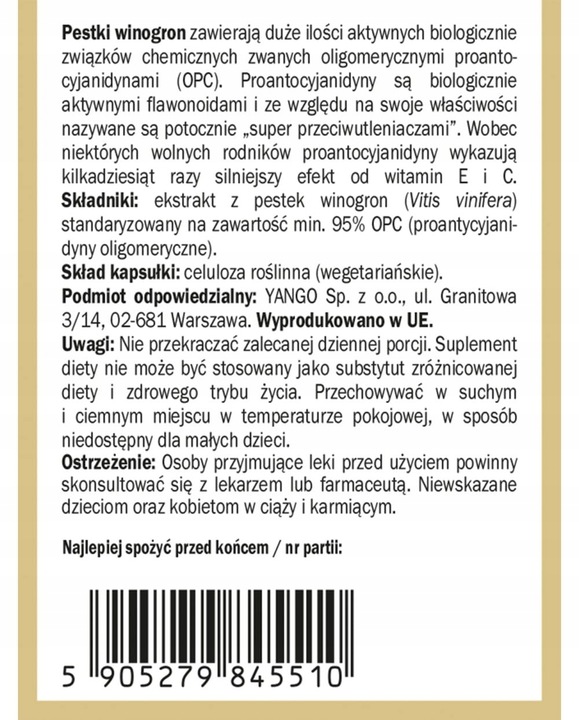 OPC 95% ekstrakt z pestek winogron - Yango