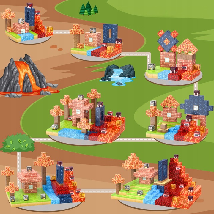 KLOCKI MAGNETYCZNE 100 CZĘŚCI DO BUDOWANIA ŚWIATA ZABIEGI EDUKACYJNE