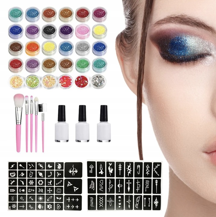 Zestaw do Robienia Tatuaży Brokatowych Szablony Tatuaże Brokatowe Duży DIY