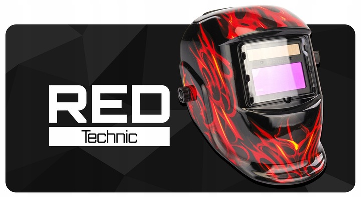 SAMOŚCIEMNIAJĄCA MASKA PRZYŁBICA SPAWALNICZA FILTR AUTOMATYCZNA RED TECHNIC