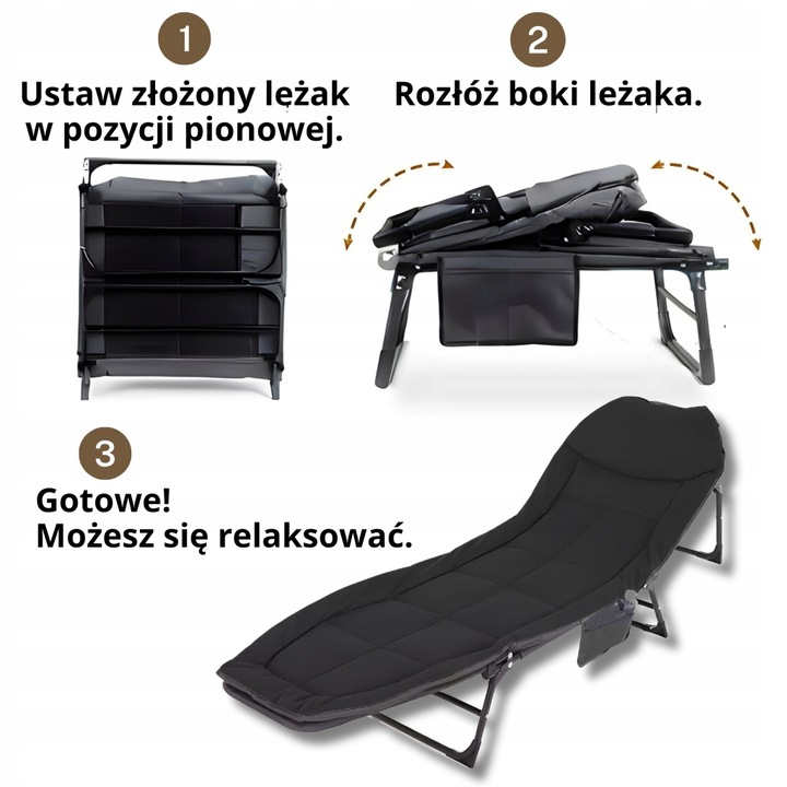 Łóżko Turystyczne Składane Polowe Leżak Kanadyjka Leżanka Stabilne Materac