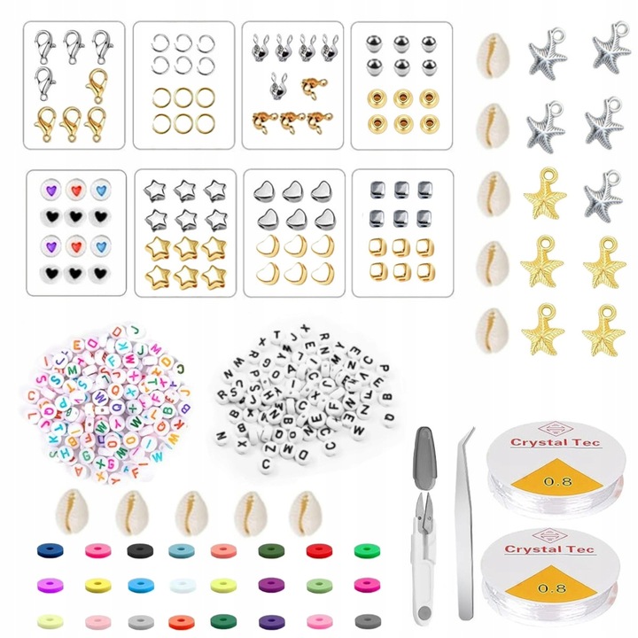 ZESTAW KORALIKÓW DO ROBIENIA BRANSOLETEK BIŻUTERII ZAWIESZKI SERDUSZKA