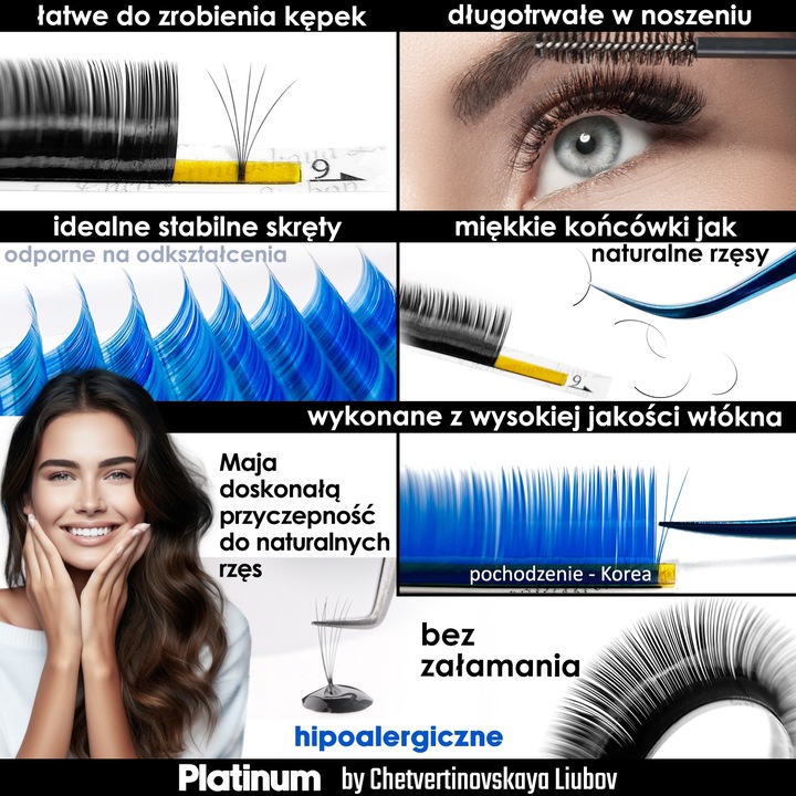 Rzęsy do przedłużania czarne PLATINUM 0,7 M 7-12