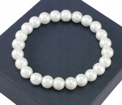 KOMPLET 3 CŻĘŚCIOWY ELEGANCKI BIAŁE PERŁY 8 mm