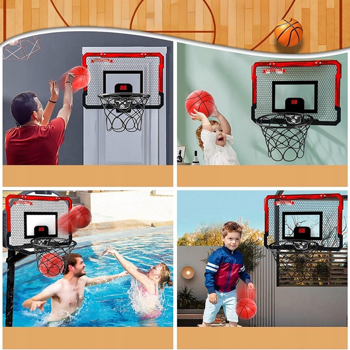 Koszykówka dla dzieci INTERAKTYWNA TABLICA LICZNIK DŹWIĘK ŚWIATŁA kosz gry