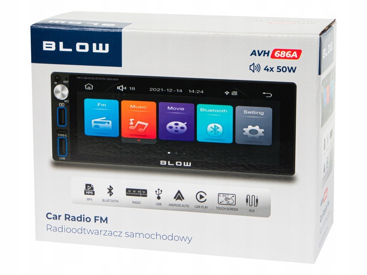 RADIO SAMOCHODOWE 1-DIN DOTYKOWE 7 CALI USB-C BLUETOOTH WIFI KAMERA COFANIA