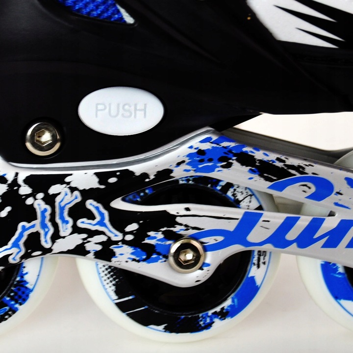 ROLKI REGULOWANE 39-42 Płozy aluminiowe Kółka kauczukowe 80mm Łożyska ABEC7