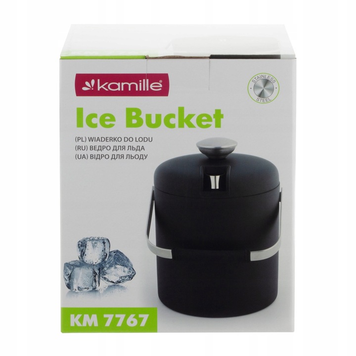 WIADERKO do LODU COOLER pojemnik TERMICZNY do chłodzenia CZARNY + szczypce