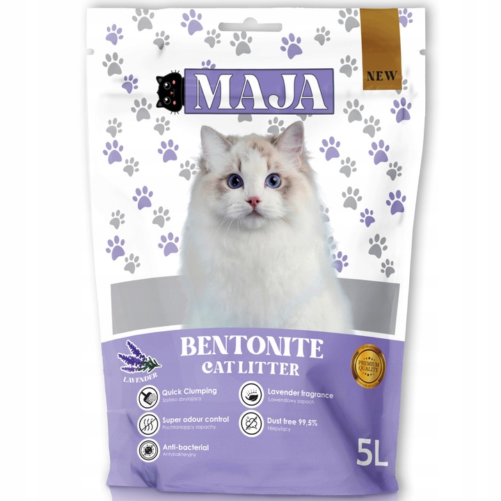 3x Żwirek bentonitowy MAJA PREMIUM Lawendowy ZESTAW 15L