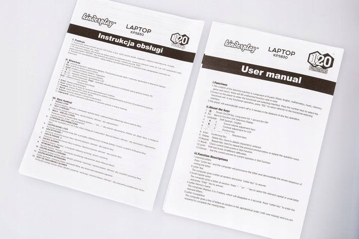 KINDERPLAY LAPTOP DLA DZIECI EDUKACYJNY DO NAUKI LITEREK LICZENIA 120 OPCJI