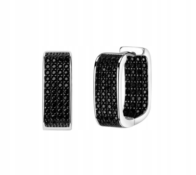 Kolczyki Srebrne Czarne Cyrkonie Verona Jewellery