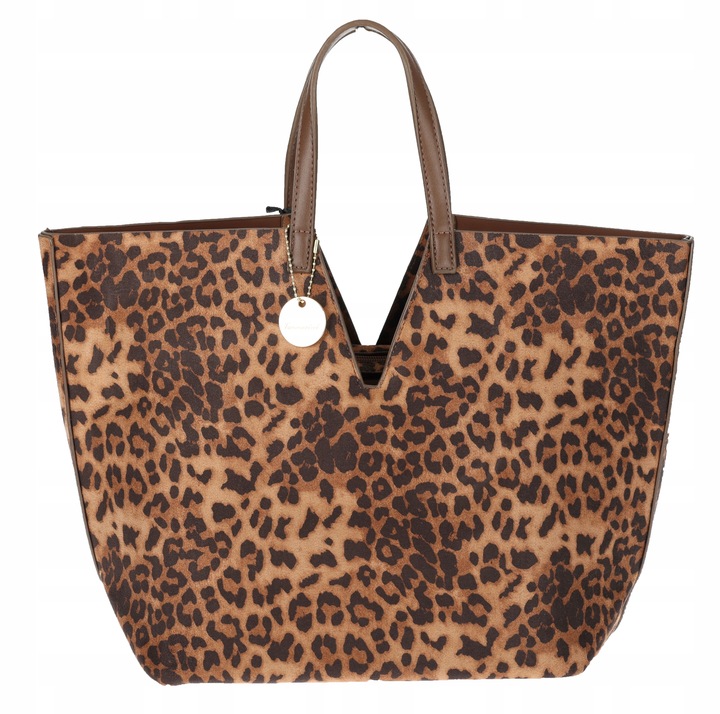 Torebka Damska Panterka Kuferek Shopper Tommasini Modna Duża 3658 Brązowa