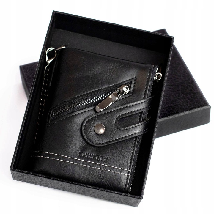 Alessio PORTFEL MĘSKI Block Kart RFID ŁAŃCUCH Pudełko PREZENTOWE