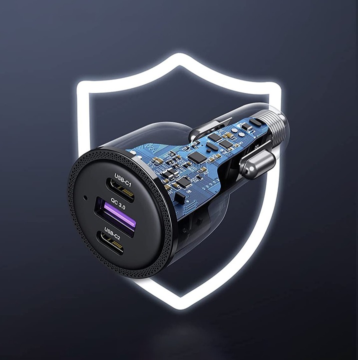 UGREEN ŁADOWARKA SAMOCHODOWA 2X USB TYP C / 1X USB 5A PD QC 69W