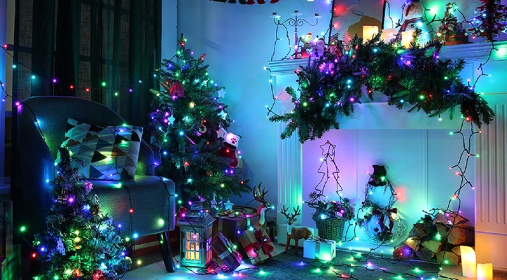 LAMPKI CHOINKOWE 1000 LED ZEWNĘTRZNE STAŁE FLASH GRUBY KABEL KURTYNA MULTI