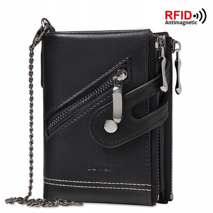 Alessio PORTFEL MĘSKI Block Kart RFID ŁAŃCUCH Pudełko PREZENTOWE