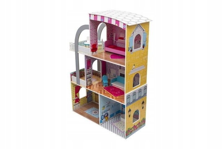 DREWNIANY DOMEK DLA LALEK WILLA MEBELKI W ZESTAWIE