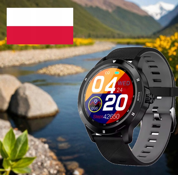 ZEGAREK SMARTWATCH SPORTOWY ROZMOWY MĘSKI DAMSKI POLSKIE MENU CZARNY