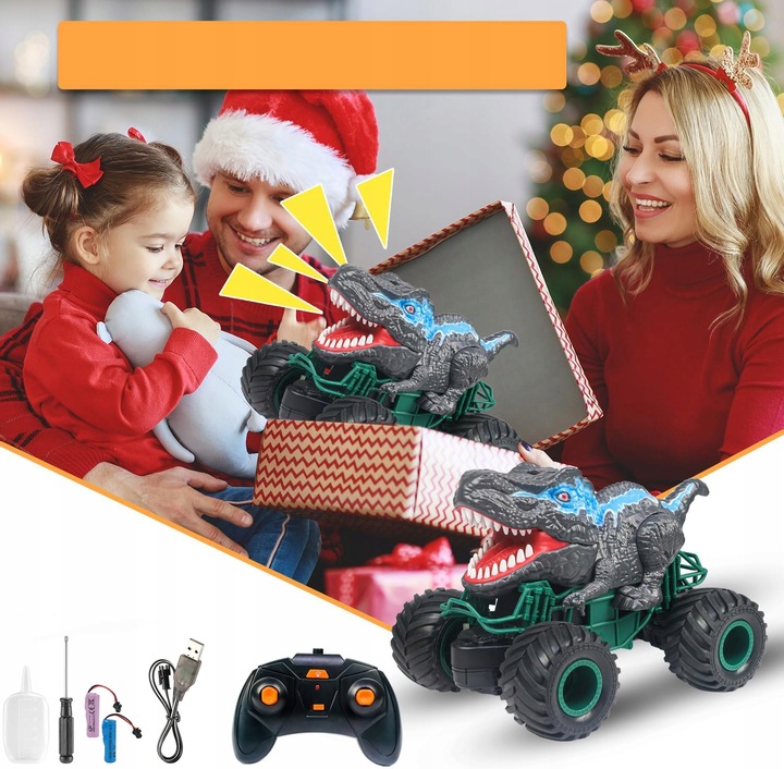 ZDALNIE STEROWANY SAMOCHÓD RC, SAMOCHÓD RC CAR MONSTER TRUCK DINOZAURY