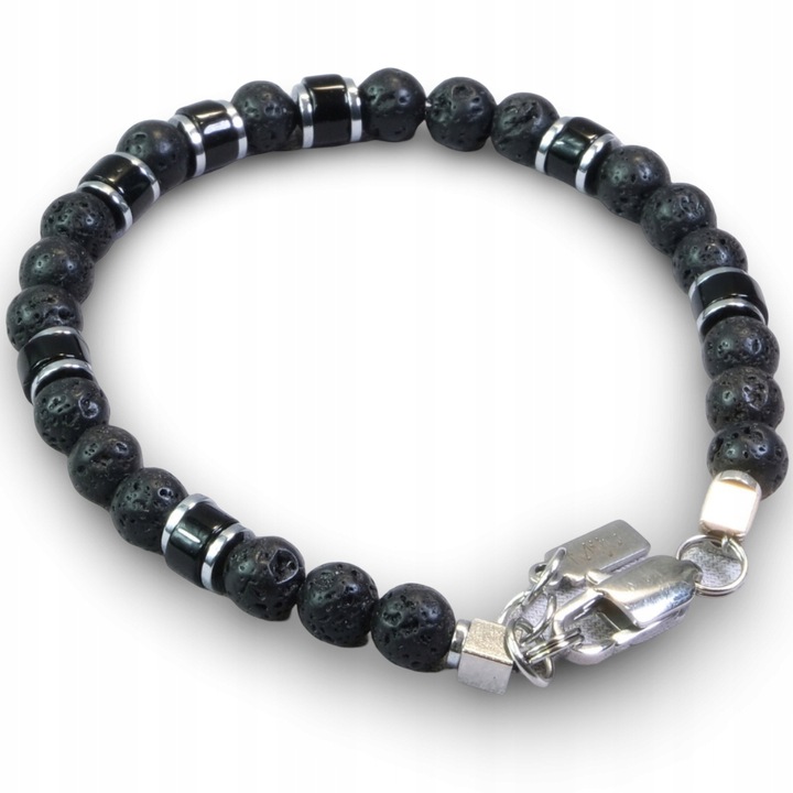 Bransoletka Męska Srebrna Prezent Dla Faceta Prezent Na Święta Lawa Onyks