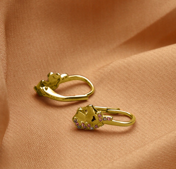 Srebrne kolczyki wiszące jednorożce dla dziewczynki dzieci srebro pozłacane