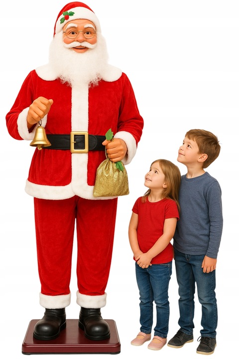 OGROMNY MIKOŁAJ 180cm FIGURA TAŃCZY ŚPIEW OZDOBA BOŻE NARODZENIE ŚWIĄTECZNA