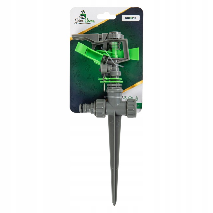 MOCNY ZRASZACZ PULSACYJNY OGRODOWY WBIJANY OBROTOWY DO TRAWY 360° JAKOŚĆ