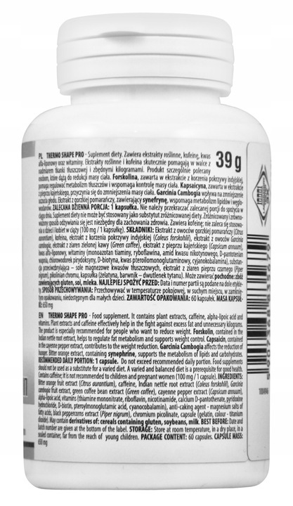 Thermo Shape PRO 60 kapsułek FORSKOLINA redukcja masy ciała