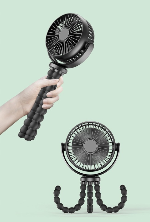 WENTYLATOR PRZENOŚNY WIATRAK BIURKOWY 5200mAh Z ELASTYCZNYM STATYWEM