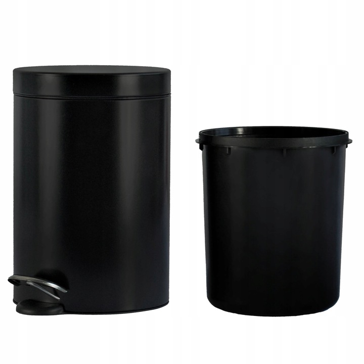Kosz na śmieci łazienkowy pojemnik czarny elegancki wytrzymały uniwersalny