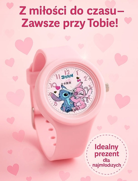 zegarek dla dziewczynki dziecka LILO & STITCH silikonowy wskazówkowy SUPER