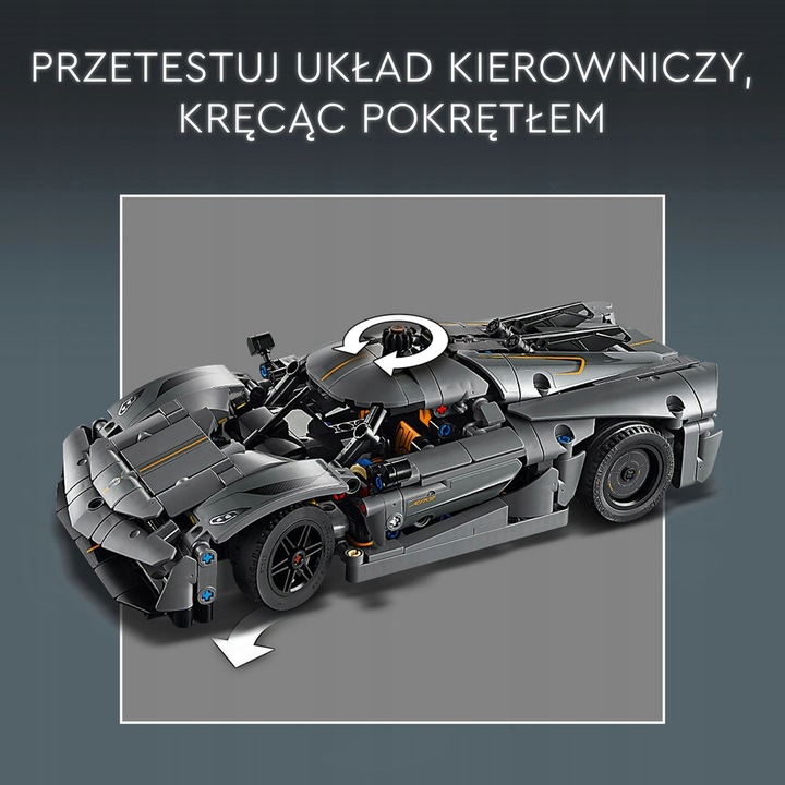 LEGO TECHNIC Szary Hipersamochód KOENIGSEGG Absolut 42173 Zestaw Klocki 10+