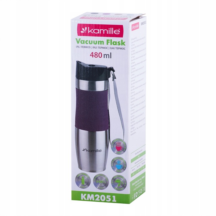 KUBEK TERMICZNY do kawy herbaty TERMOS BUTELKA bidon KAMILLE 480ml