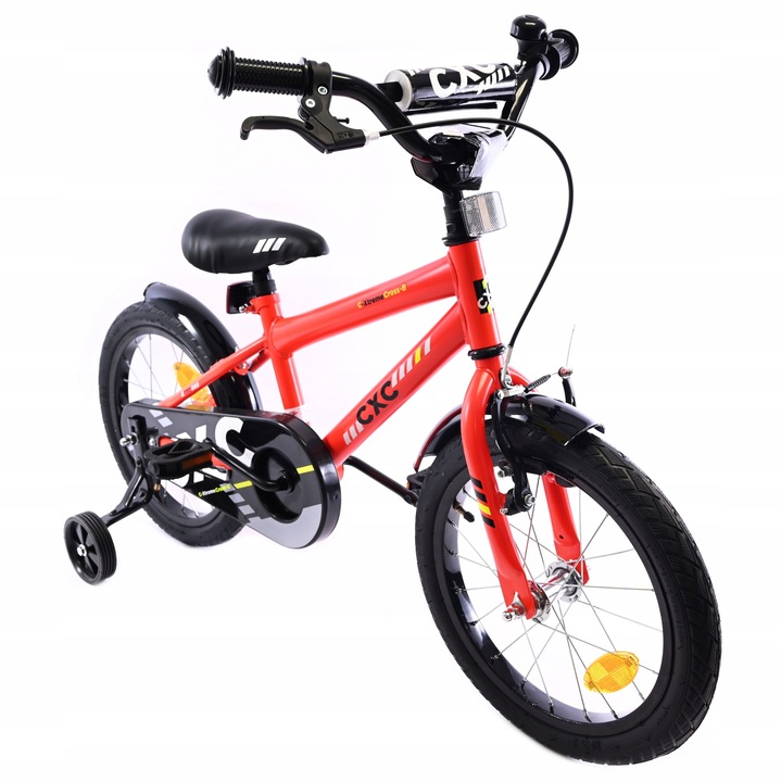 ROWER DZIECIĘCY CZERWONY LEKKA RAMA BOCZNE KÓŁKA ODBLASKI ROWEREK 16 CALI