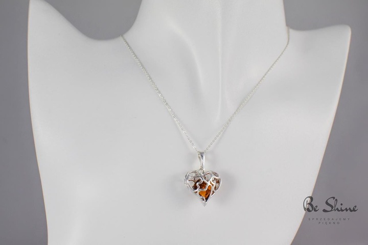 Naszyjnik Sekretnik Srebrny z Bursztynem
