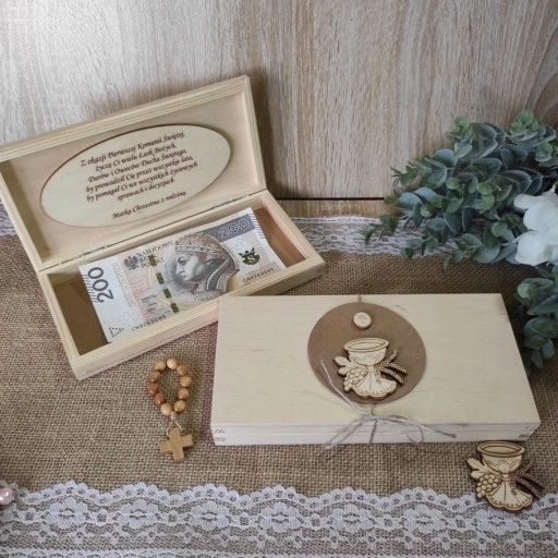 Pudełko koperta Pamiątka I Komunii pudełko na pieniądze czekoladownik