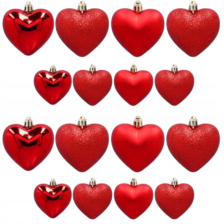 Bombki choinkowe czerwone serca zawieszki na choinkę ozdoby świąteczne 16x