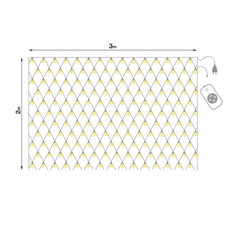 SIATKA LED 3 m x 2 m BIAŁA CIEPŁA na TARAS KRZEWY BALKON Oświetlenie Święta